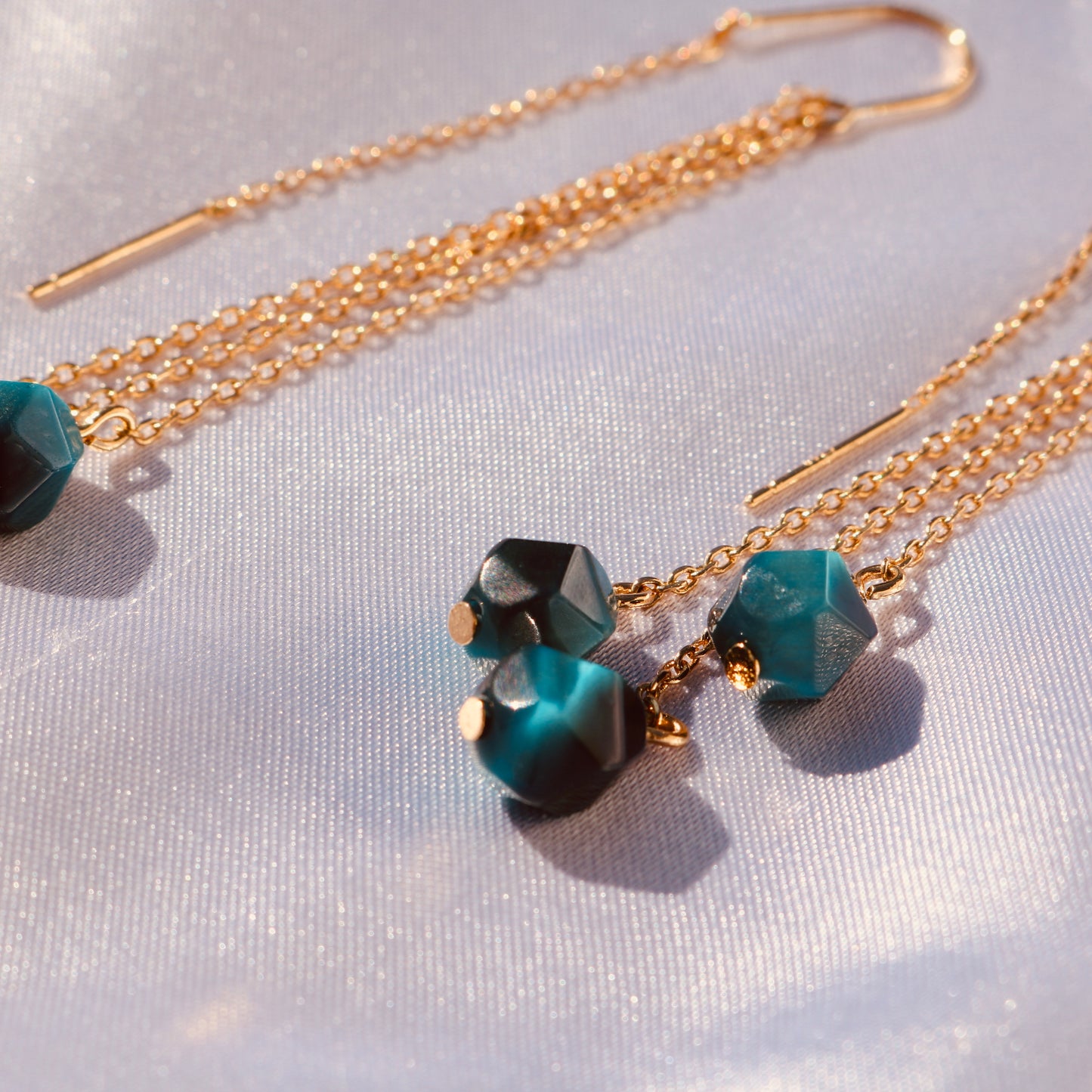 Asteroid Blue Tigers Eye Earrings