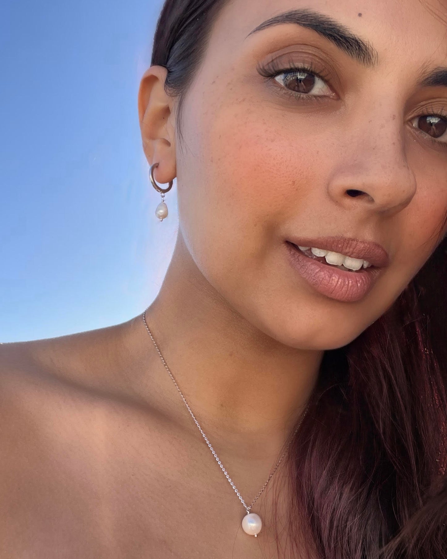 Luna Pearl Huggie Earrings